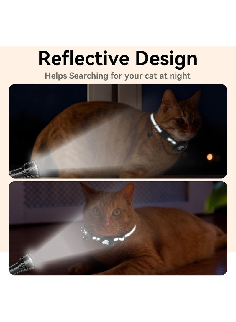 طوقان للقطط مزودان بحامل علامة Airtag من Apple وجرس، قابلان للفك، مناسبان للكلاب والقطط، طوق عاكس للضوء للقطط الصغيرة، عرضه 0.4 بوصة وخفيف الوزن (أزرق + بنفسجي) - Image 4